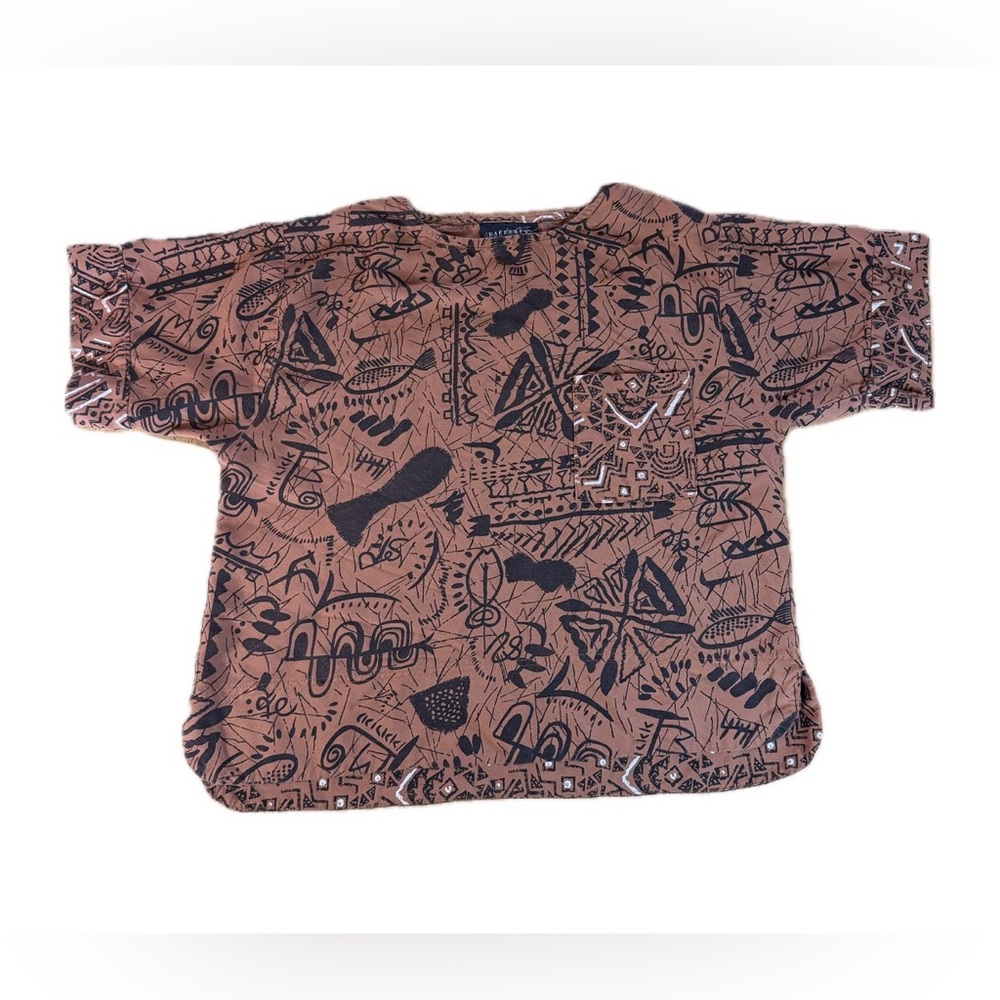 Vintage 80s 90s Abstract Artwear Top Rafferty Boxy Graphic Print